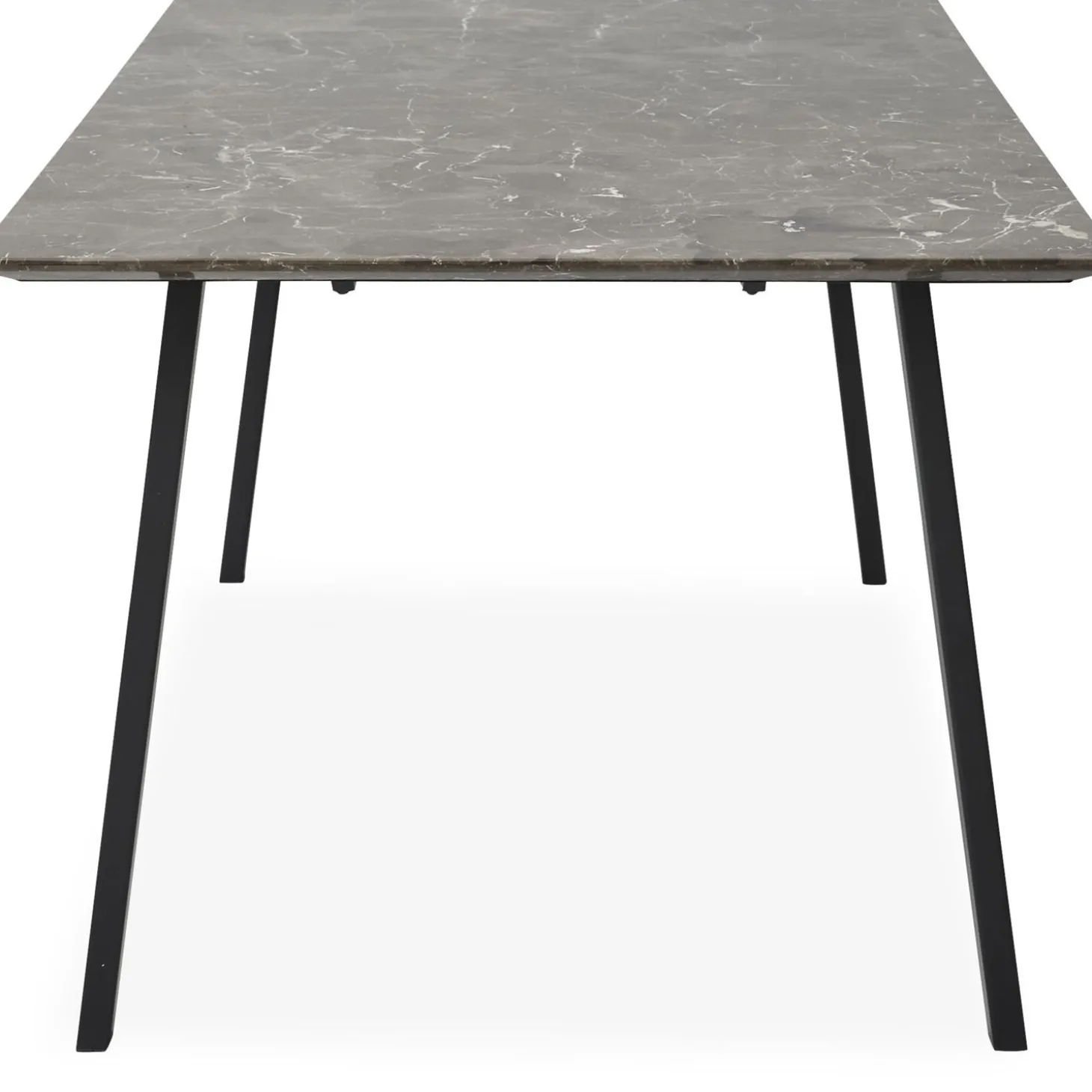 Amy Spisebord 220 x 95 x 74 cm, plade i brun marmor + lige ben i sort metal