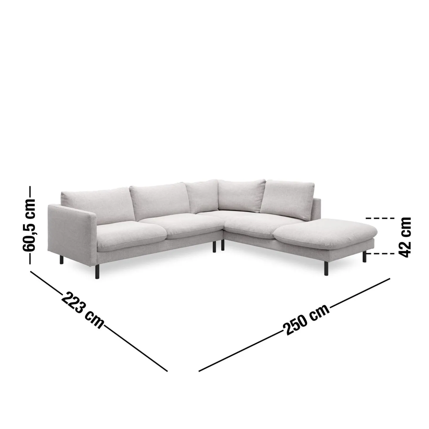 Bjorn højrevendt sofa med pufafslutning