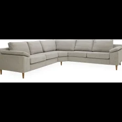 FLEX Hjørnesofa med 1 hjørnemodul, 2 endemoduler grå + ben træ