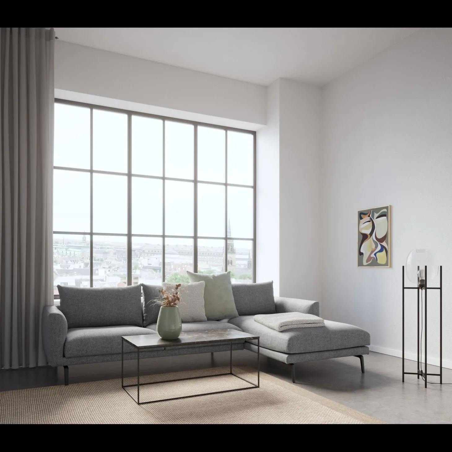 Hallsberg højrevendt sofa med chaiselong
