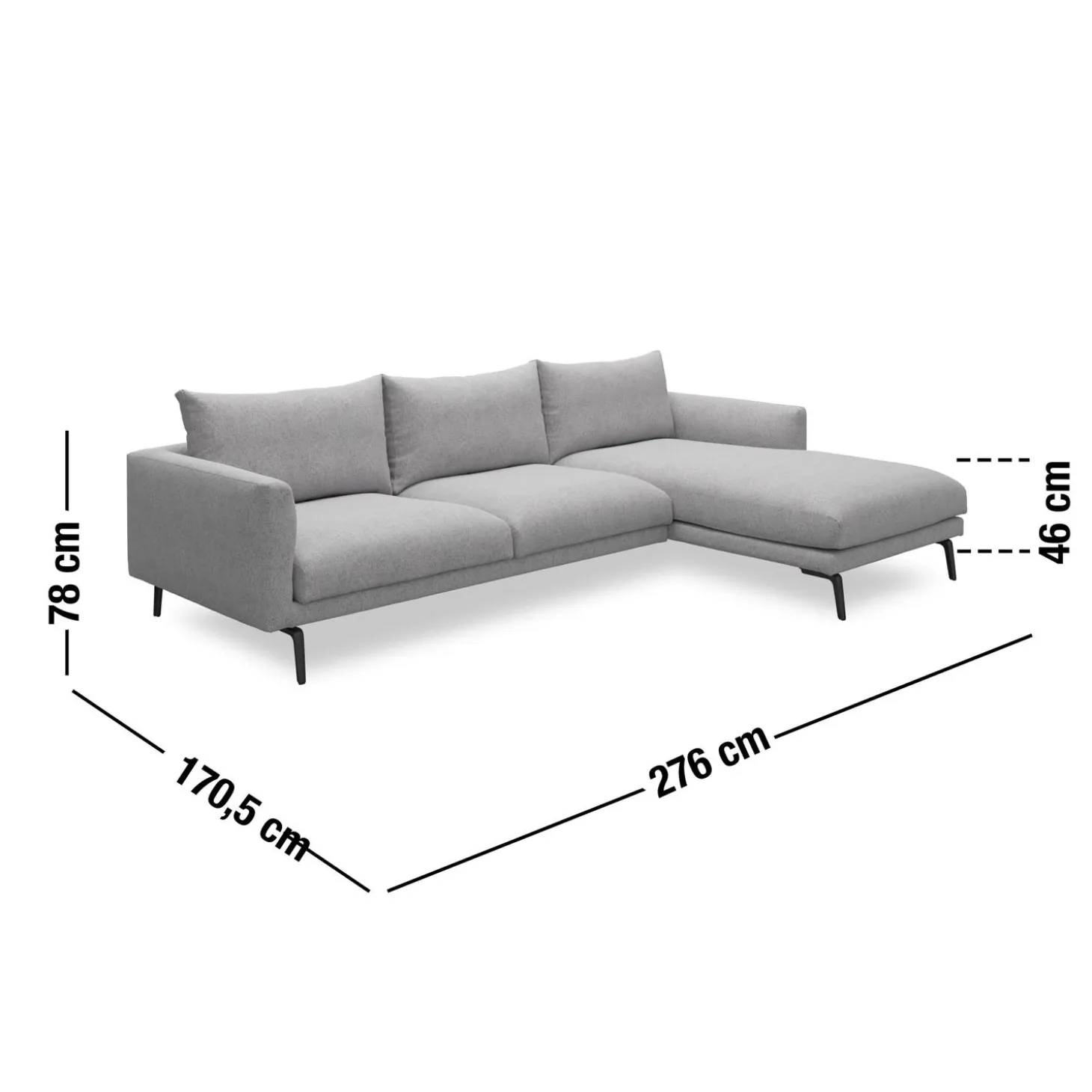 Hallsberg højrevendt sofa med chaiselong