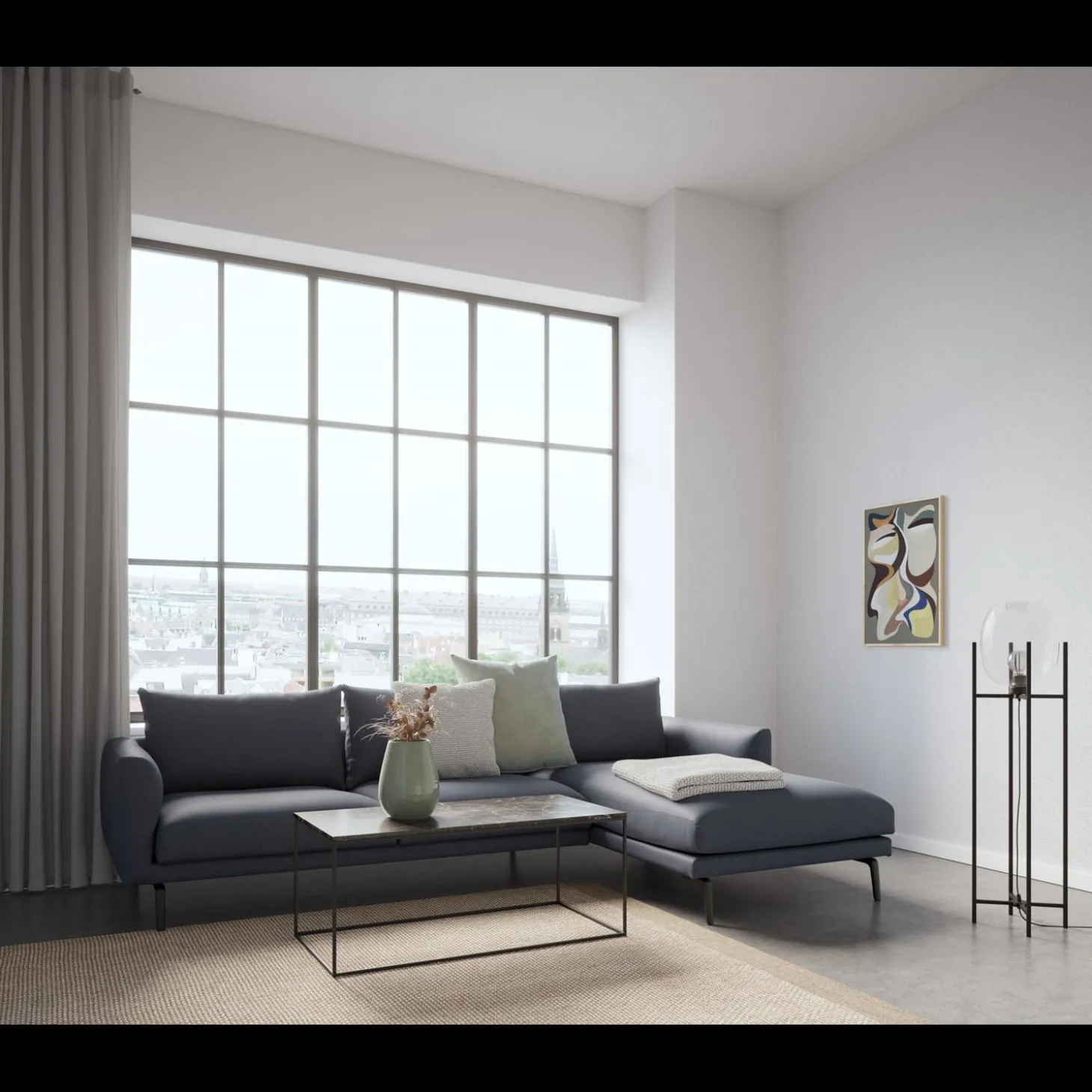 Hallsberg højrevendt sofa med chaiselong
