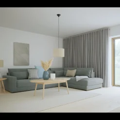 Halmstad højrevendt hjørnesofa med pufafslutning