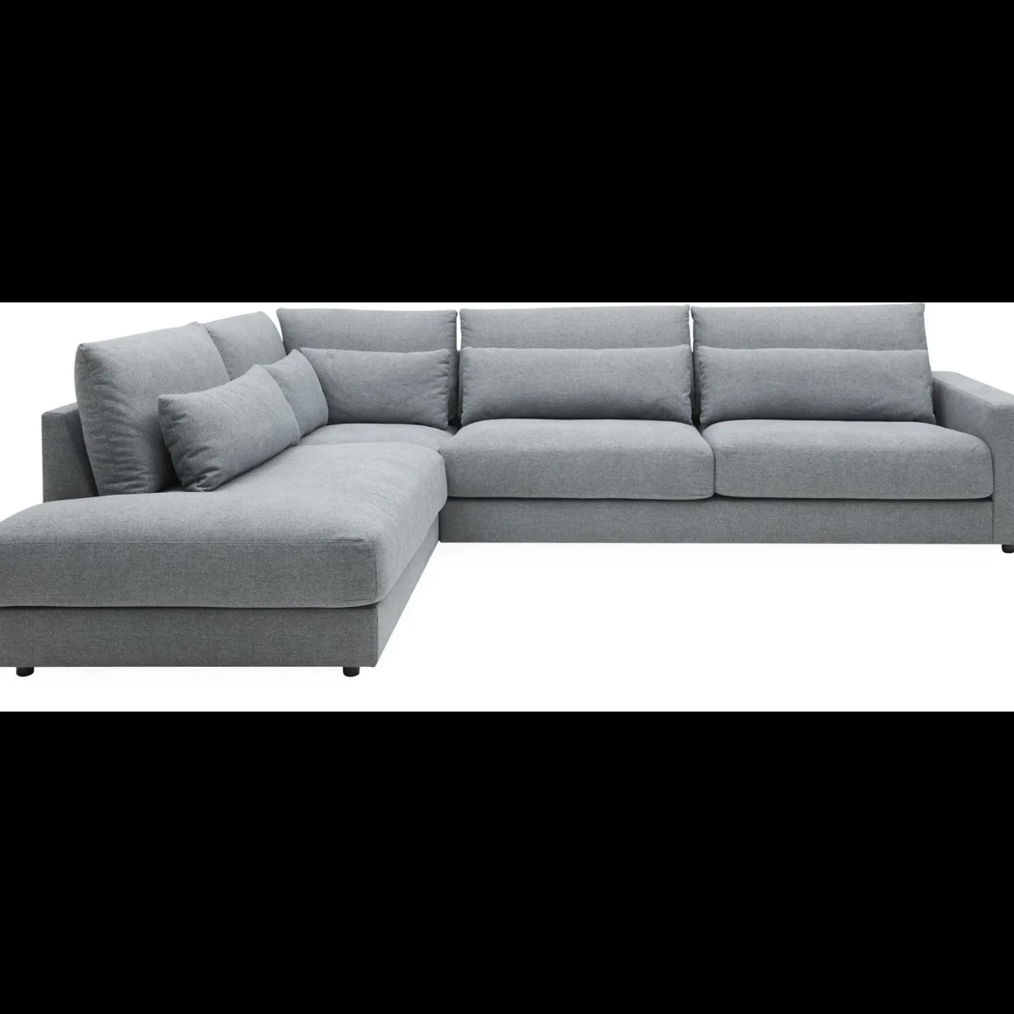 Halmstad venstrevendt hjørnesofa med pufafslutning