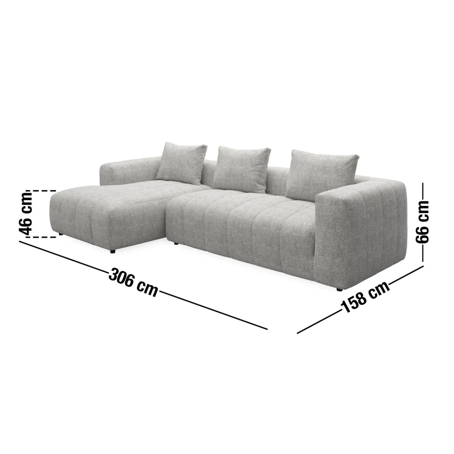 Ingvar venstrevendt sofa med chaiselong