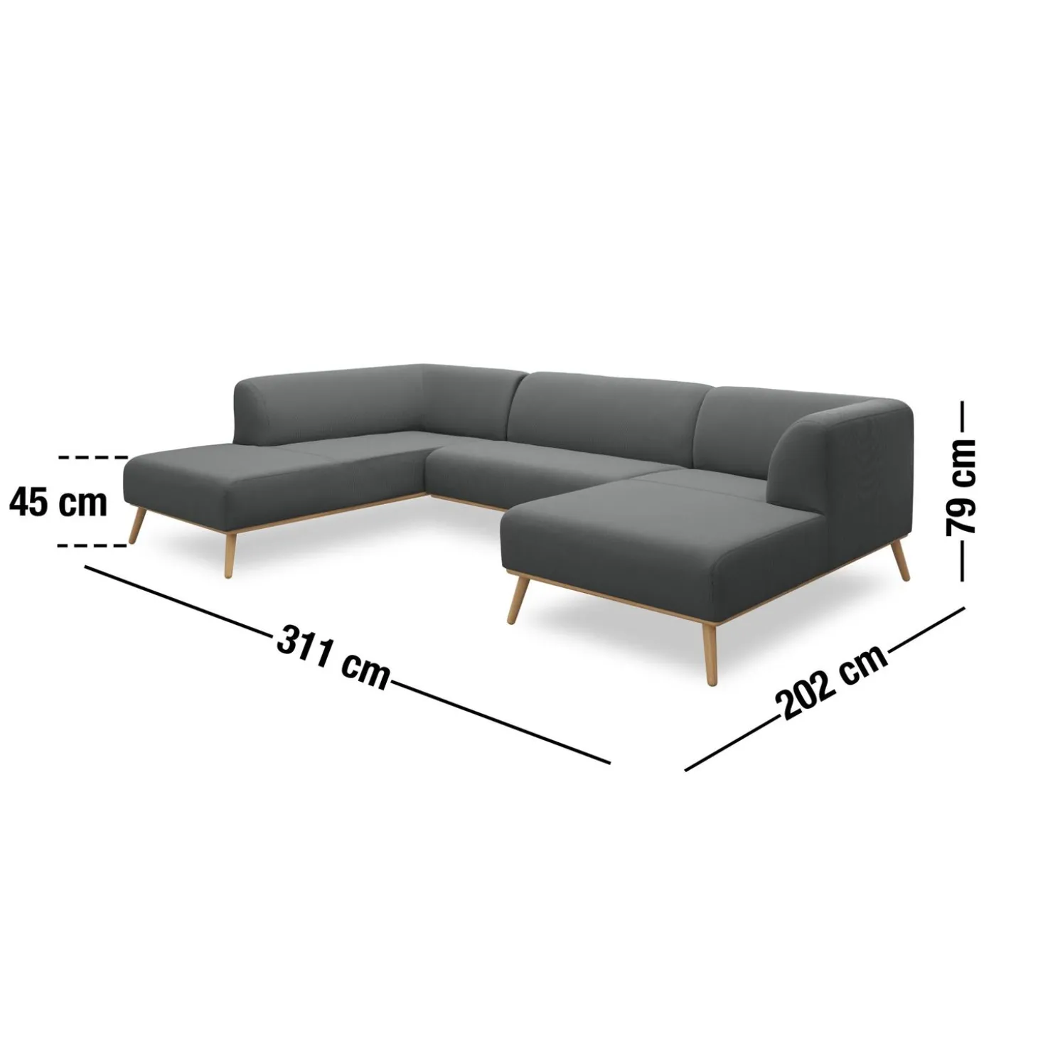Land højrevendt hjørnesofa med chaiselong