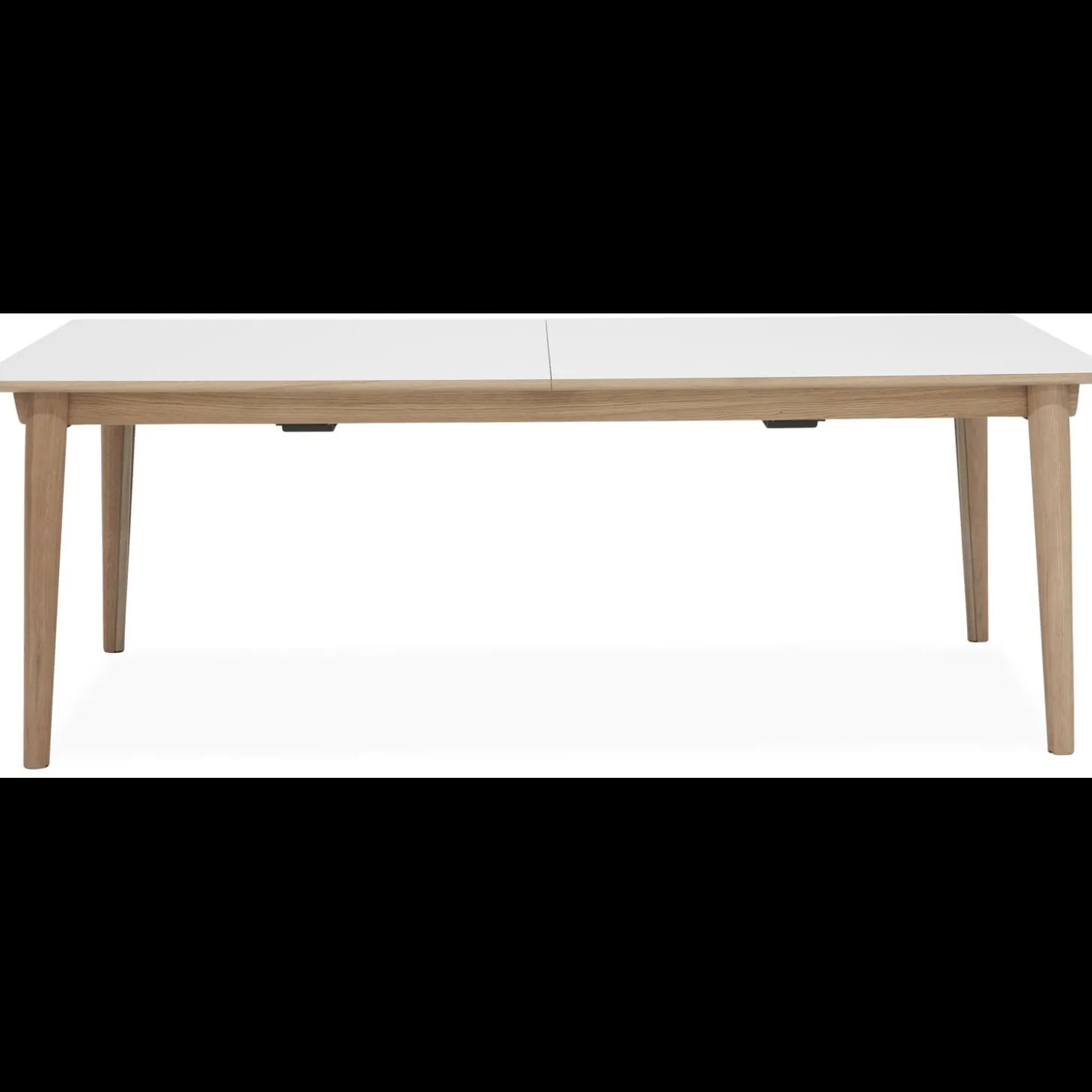 Largo Spisebord 215 x 102 x 75 cm, plade i hvid laminat + ben i lyst træ