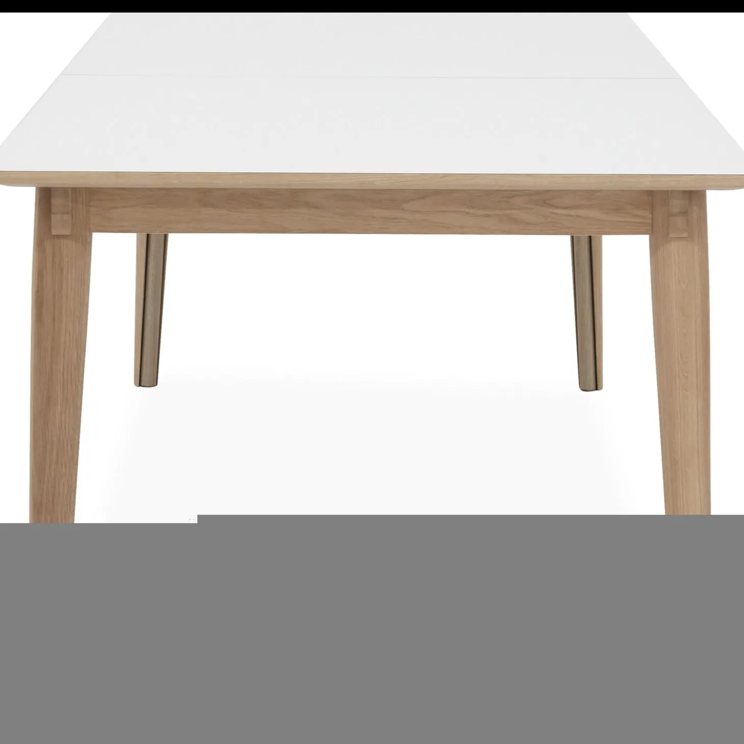 Largo Spisebord 215 x 102 x 75 cm, plade i hvid laminat + ben i lyst træ