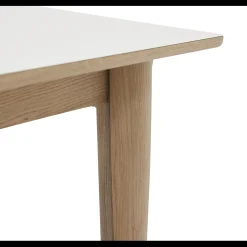 Largo Spisebord 215 x 102 x 75 cm, plade i hvid laminat + ben i lyst træ