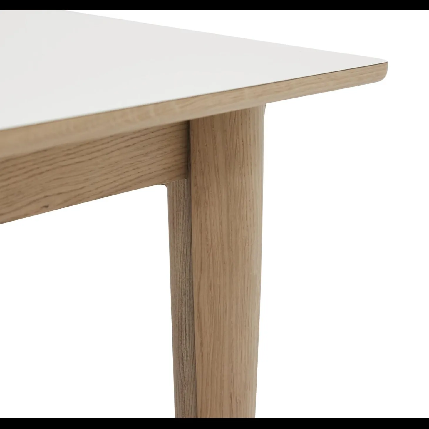 Largo Spisebord 215 x 102 x 75 cm, plade i hvid laminat + ben i lyst træ