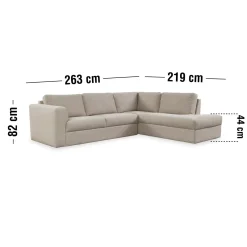 Lean højrevendt hjørnesofa med pufafslutning