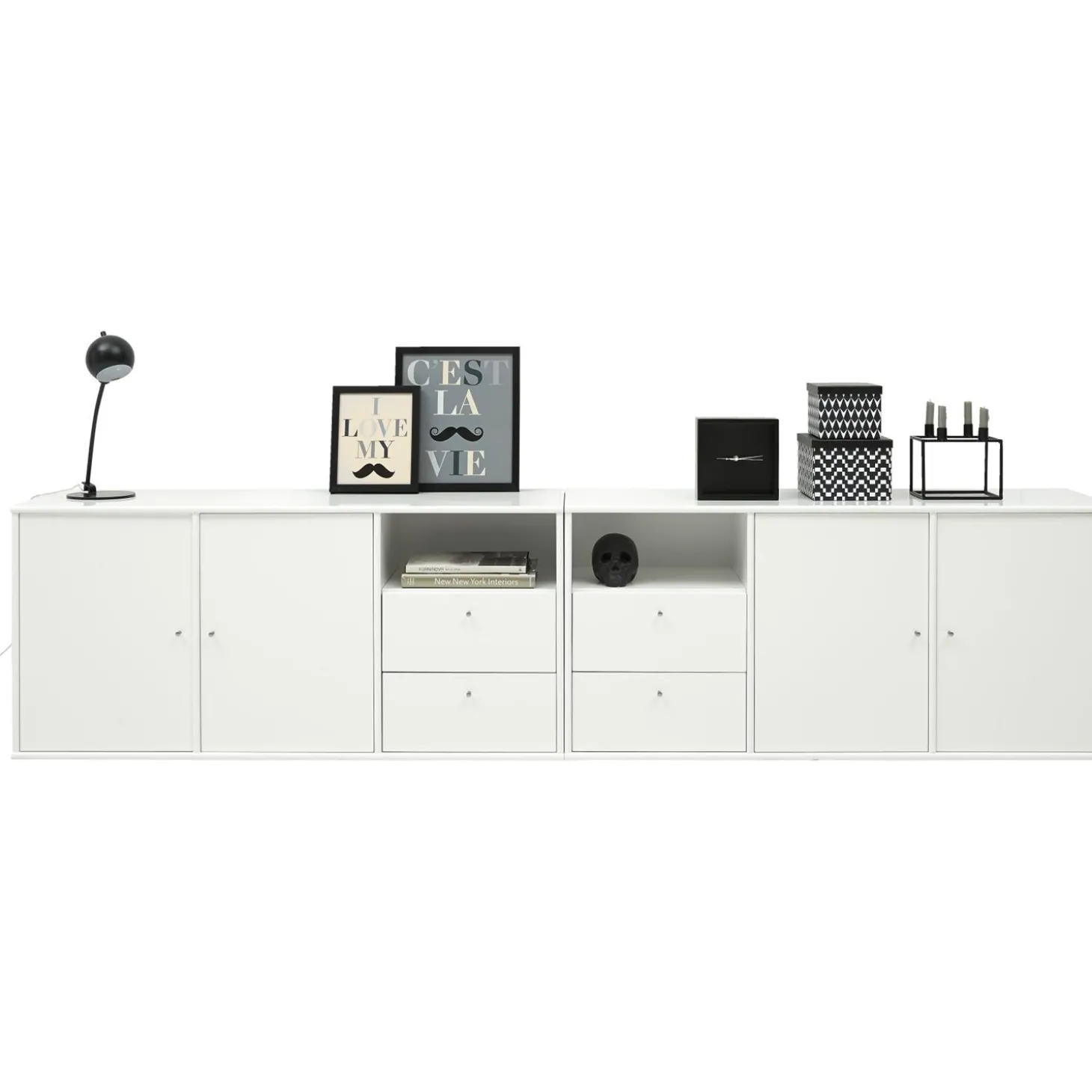 Mistral Classic Skænk med 2 moduler, 4 låger + 4 skuffer hvid