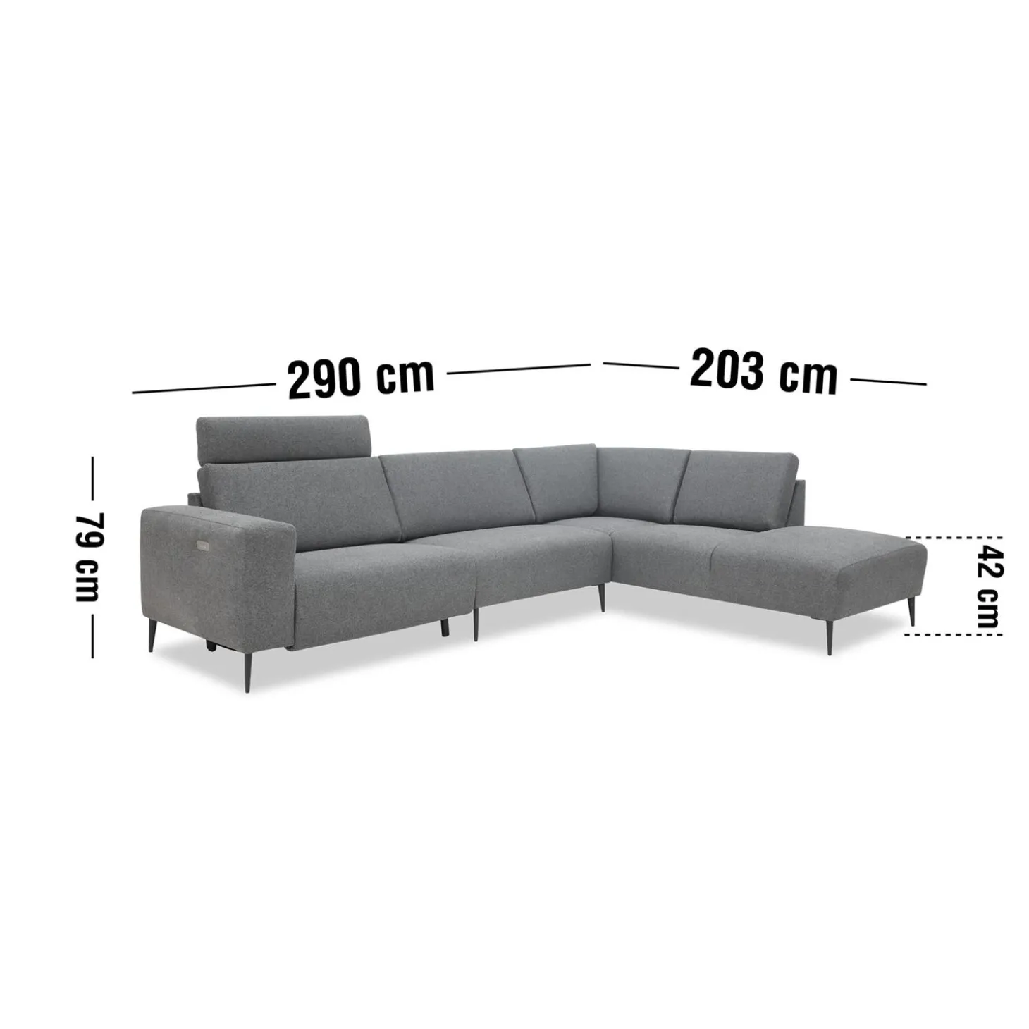 Remus højrevendt sofa med pufafslutning