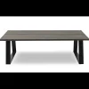 Timber Sofabord i mørkebrunt træ 150 x 45 x 90 cm + sorte ben