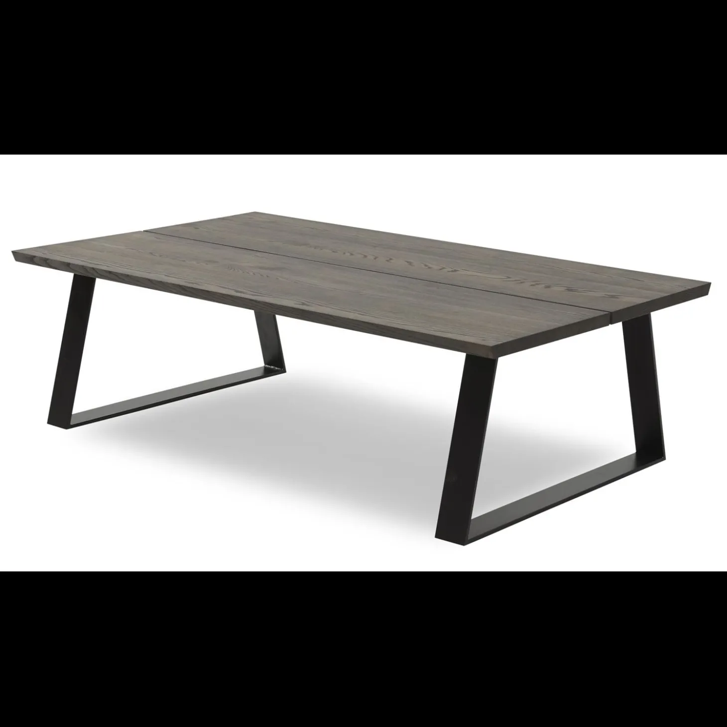 Timber Sofabord i mørkebrunt træ 150 x 45 x 90 cm + sorte ben