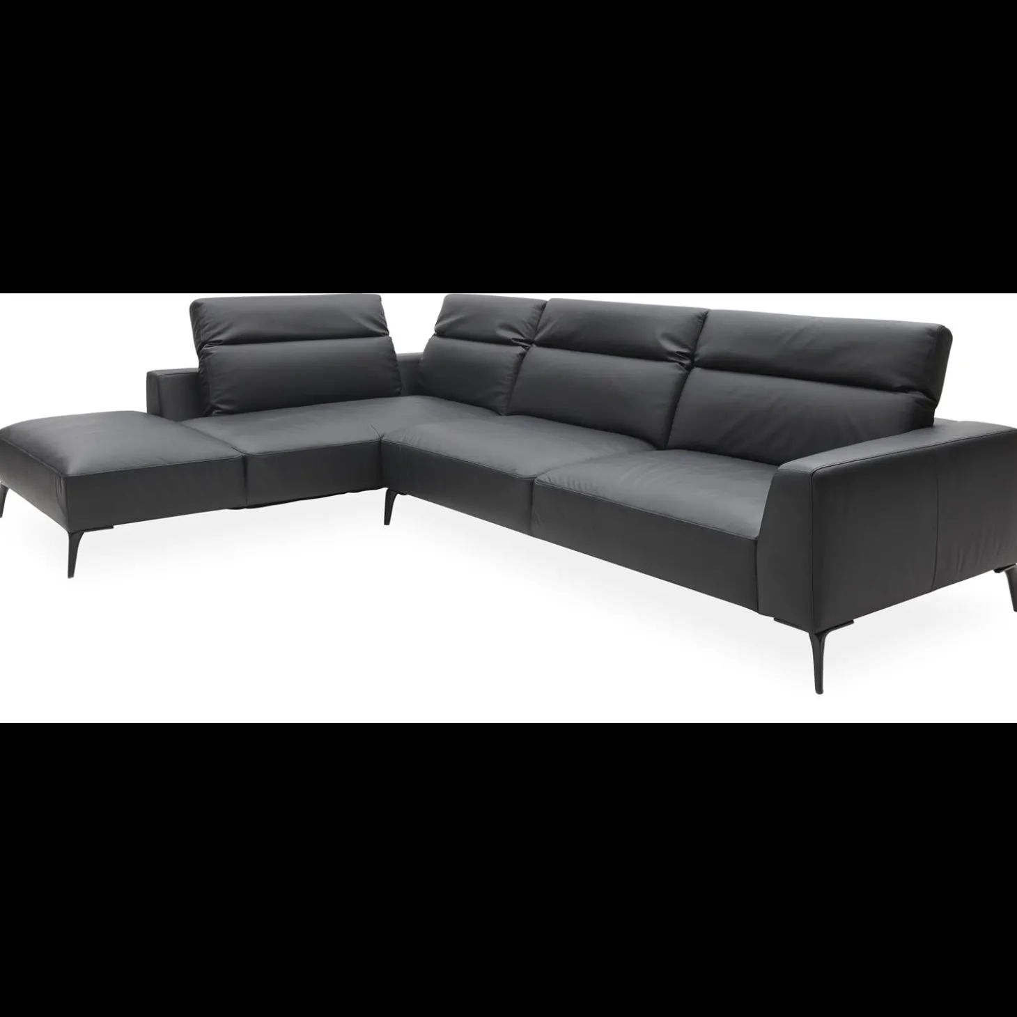 Volanti venstrevendt sofa med pufafslutning